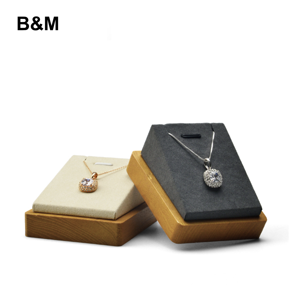 BAIMUDA Solid Wood With Microfiber Jewelry Display Holder For Pendant Necklace Jewelry Stand