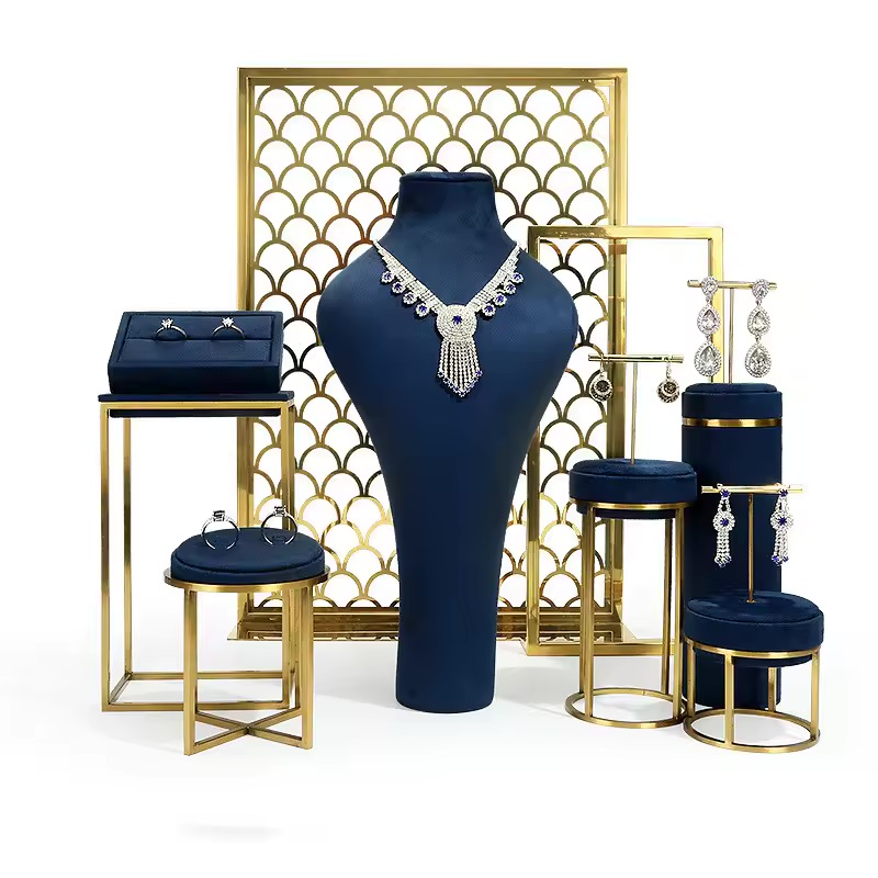 BAIMUDA Modern Beige and Metallic Jewelry Display Holder For Jewelry Showcase