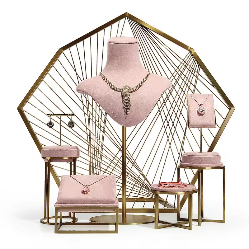 BAIMUDA Mesmerizing Pink & Metallic Jewelry Display Holder For Bracelet Necklace Ring Earrings Jewelry