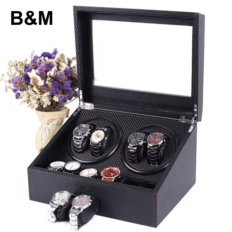 B&M PU leather 4 + 6 automatic motor box high-end watch storage box