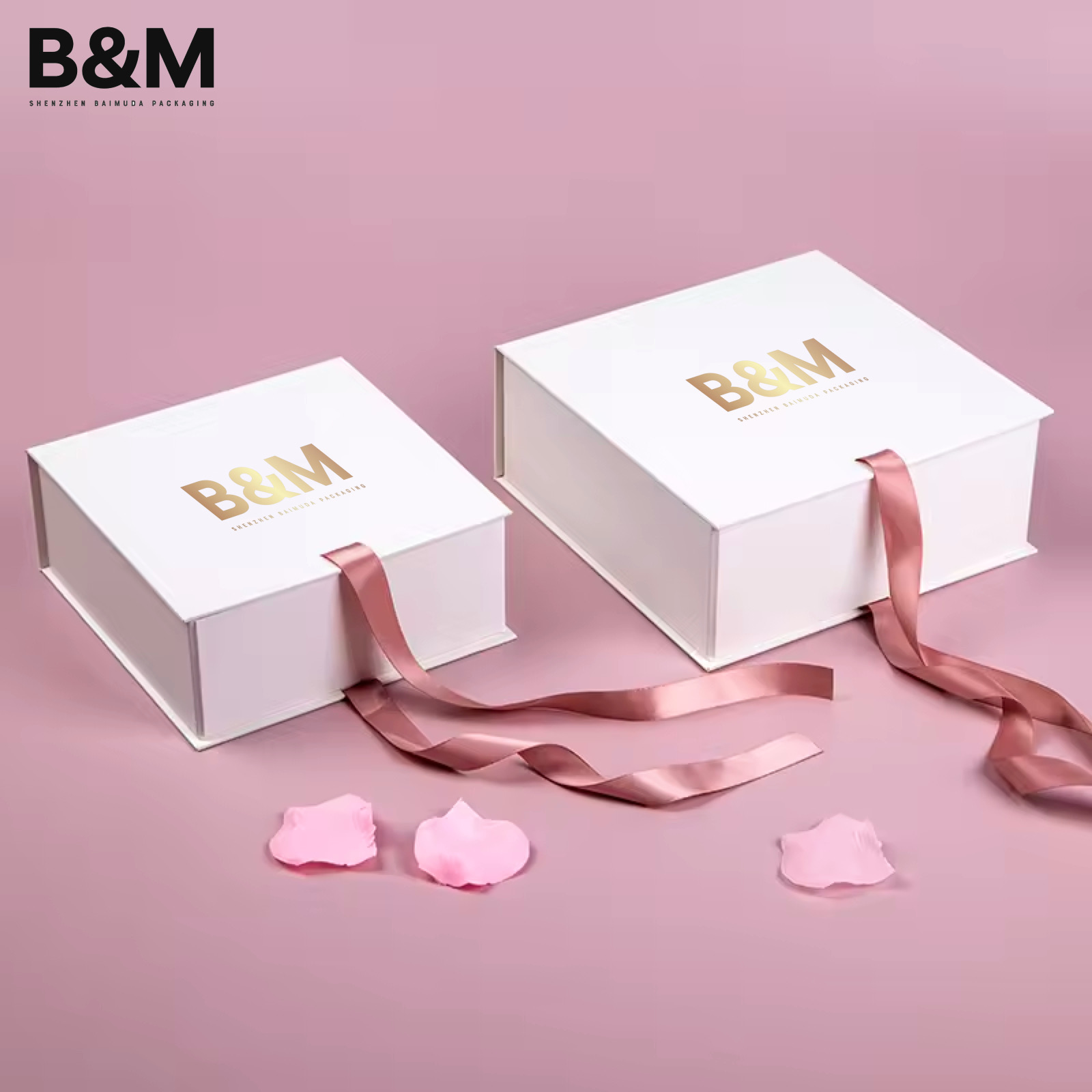  BAIMUDA Pink Ribbon jewelry box for ring pendant bangle bracelet custom jewelry gift box
