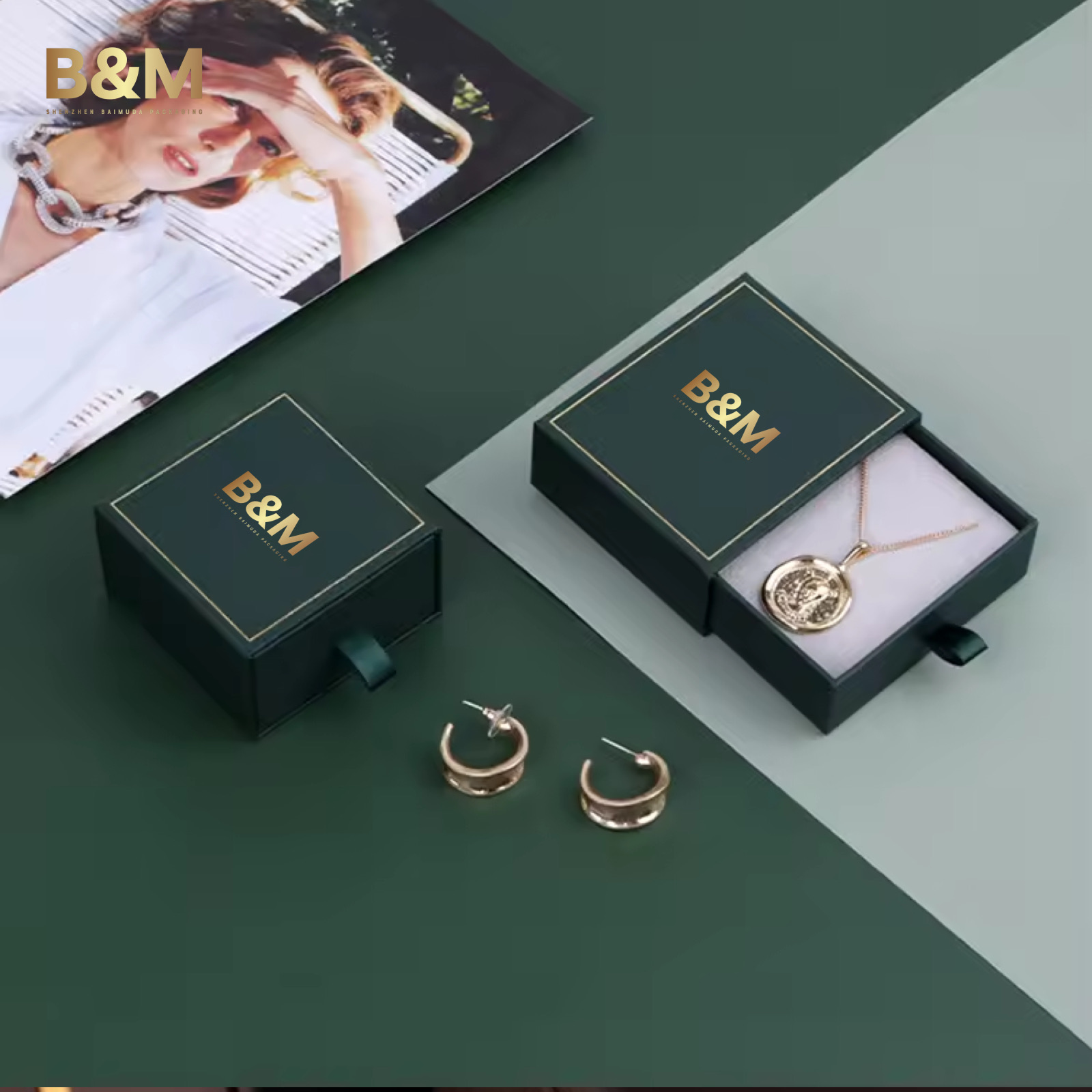 BAIMUDA Drawer jewelry box for ring pendant bangle bracelet custom logo jewelry gift box