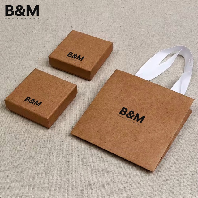  BAIMUDA kraft paper jewelry box for ring pendant bangle bracelet custom jewelry gift box